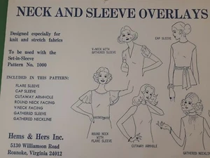 Vintage Hems and Hers Pattern No. 1150 Neck and Sleeve Overlays - Picture 1 of 2
