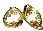 Exceptional Limoges France Double Bowl Serving Tray Gilt Outlined Flowers 