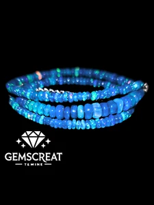 16" Natural Ethiopian Opal Wello Fire Opal Gemstone Bead Necklace Jewelry U10 - Picture 1 of 5