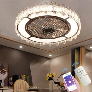 Con telecomando, 50 cm, con illuminazione, ventilatore cristallo silenzioso lampada a corona - Foto 1 di 4