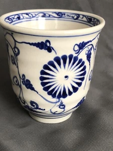 Vietnamese Handpainted Pottery Plate Bat Trang Blue And White Tumbler - Picture 1 of 4