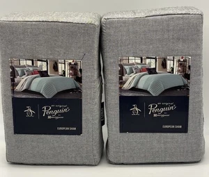 Original Penguin VAUGHN  Quilted Euro Sham European Pillow Case Gray NWT (2) - Picture 1 of 7