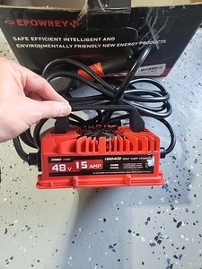 Epowery 15 AMP 48 Volt Golf Cart Battery Charger 3-Pin Round Plug OPEN BOX Fs - Bild 1 von 4