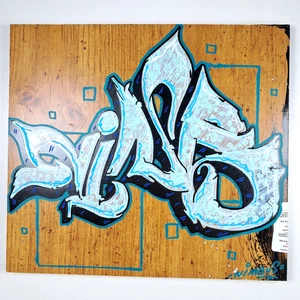 Hand Painted Wooden Board 11"x10" Graffiti Style PAINTING OOAK ART ORIGINAL - Picture 1 of 7