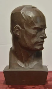TERRACOTTA LITOCERAMICA BUSTO MUSSOLINI A.XII PICCINELLI BERGAMO 1933 - Picture 1 of 5