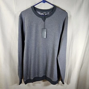 Travis Matthew Shirt Mens Medium Black Gray Pinstripe Long Sleeve Carlin 2.0 New - Picture 1 of 6