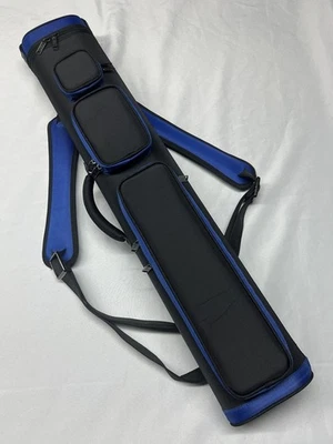 Estuche para tacos de billar J&J 4x8 negro Duranylón con detalles azules 4 culatas 8 ejes Foto 1 de 4