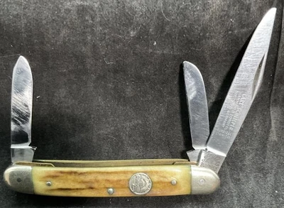 Solingen Germany 3 Blade Pocket Knife  Bone Handle Carl Schlieper Stk#5@9 - Image 1 of 4