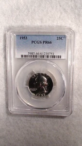 1953 P WASHINGTON QUARTER PCGS PR66 GEM UNC SILVER PROOF 25C Coin BUY IT NOW! - Picture 1 of 4