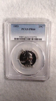 1953 P WASHINGTON QUARTER PCGS PR66 GEM UNC SILVER PROOF 25C Coin BUY IT NOW! - Image 1 of 4