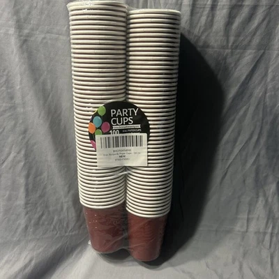 Party Solids Burgundy Paper Cups Durable Disposable 9oz Pack of 100 - Image 1 of 4