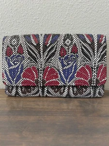 Whiting and Davis Mesh Purse Clutch Handtasche Floral Rosen Muster Riemen fehlt - Bild 1 von 10