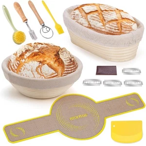 Bread Proofing Basket Set, PITCH PULSE 9 Inch Round and 10 Inch Oval Banneton... - Picture 1 of 8