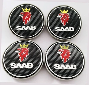 Saab Carbon Nabenkappen. 63mm x 4 Set. ALUFELGEN 9-3 93 95 900 9-5 usw - Bild 1 von 3