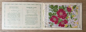 Kensitas Flowers Embroidered Silk Tobacco Card - Honeysuckle & Rambler Rose - Picture 1 of 5