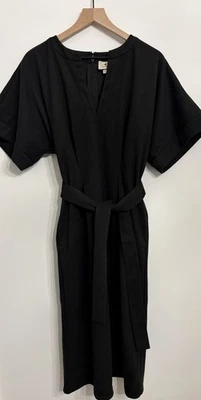 TUCKERNUCK Mujer Negro Doble Cara Franela Gianna Midi Cinturón Vestido Talla M Foto 1 de 4