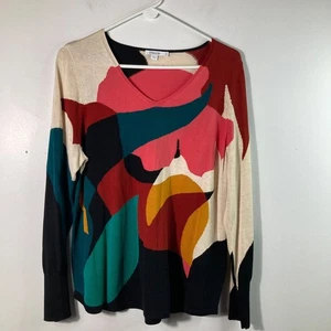 Mujeres Chicos Cuello en V Arte para Usar Suéter Multicolor L Manga Larga Algodón Lyoce - Imagen 1 de 9