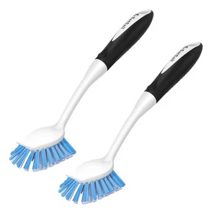 Dish Brush with Handle, 2 Pack Stiff Bristles Dish Scrubber with Built-in Scr... - Picture 1 of 7