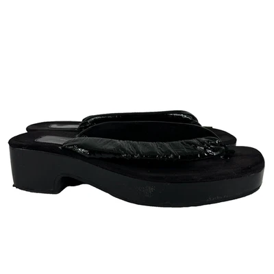 Dries Van Noten Womens Thong Sandals Size 41 Black Platform Italy - Image 1 of 4