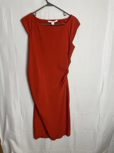 Diane Von Furstenberg Womems Size 8 Gabi Knit Midi Dress Ruched Red Orange 5909 - Picture 1 of 10