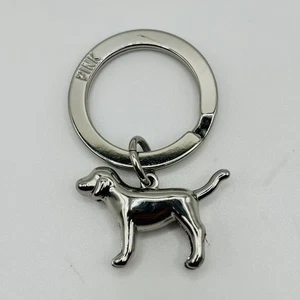 Portachiavi cane ROSA Victoria's Secret tono argento metallo ciondolo logo anello - Foto 1 di 4
