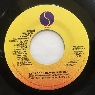 Brian Wilson - Let's Go To Heaven In My Car 1987 PROMO 45rpm Near Mint! - Image 1 of 2