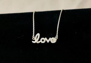 14k Yellow Gold Love Necklace 1mm 16.5-18 inch Adjustable - Picture 1 of 8