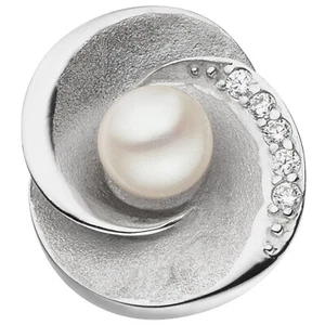 JOBO Anhänger 925 Sterling Silber matt 1 Süßwasser Perle 5 Zirkonia - Bild 1 von 1