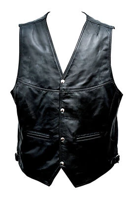 Motorcycle Vest Leather Rider Motorbike Lamb Touring Soft Leather Biker Vest - Image 1 of 2