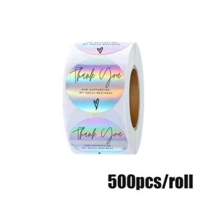 500Pcs Thank You Sticker 1inch Rainbow Laser Small Business Stickers Label - Picture 1 of 12