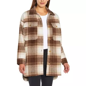 Banana Republic Women's Plaid Flannel Shirt Jacket (Brown, XS) - Picture 1 of 10