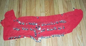 Red Egyptian Hip scarf w Golden Color coins middle eastern belly dance women - Picture 1 of 1