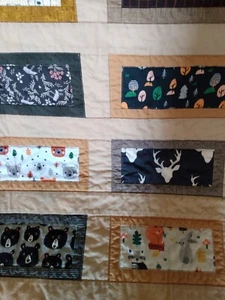 Boy baby blanket,hand made,rustic,hedgehog, deer.Prewashed Reduced$ - Picture 1 of 5