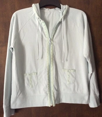 Sport Savvy Pale Blue Athleisure Zip Hoodie Jacket w/ Velvet Trim (Size S) — 第 1/4 张图片