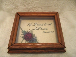 Framed Shadow Box~A Friend loveth at all times~7.75  x 6.75 ~1980's - Picture 1 of 12