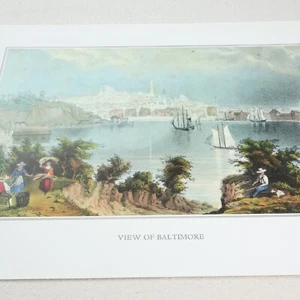 Currier & Ives Vtg Print View of Baltimore Ships Water City Scene Lith Art Decor - Picture 1 of 7