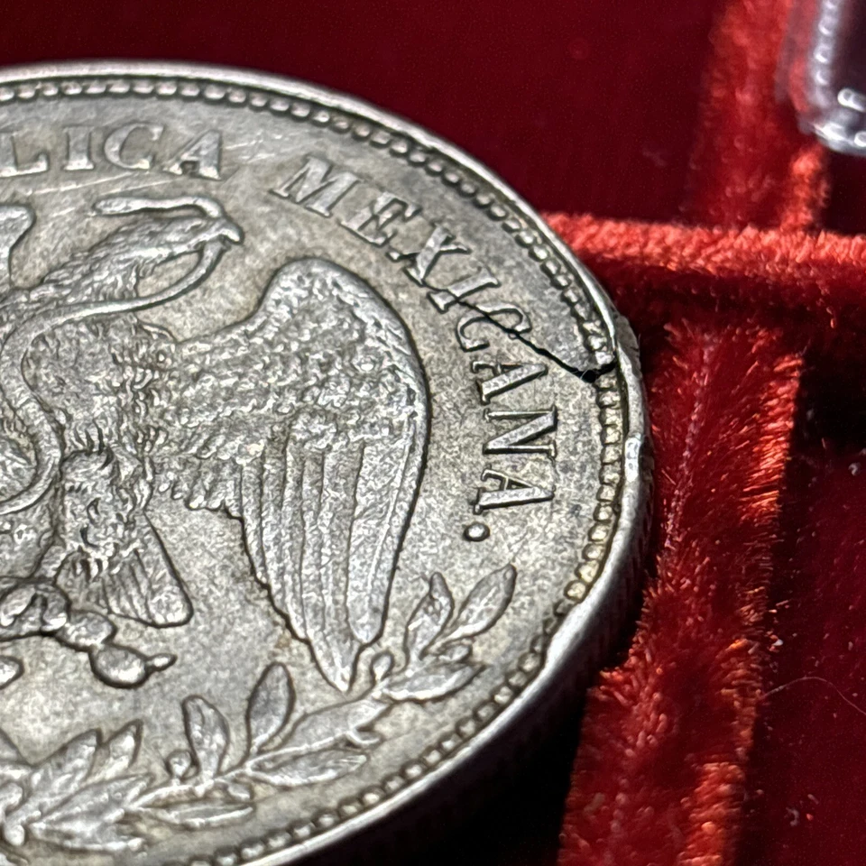 1901 Mo AM Mexico - Silver Peso Cap & Rays  Error Planchette Lamination - Image 1 of 4