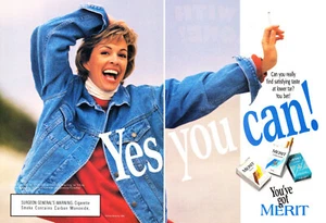 MERIT CIGARETTE 2PG AD #24 RARE 1995 VINTAGE OUT OF PRINT  - Picture 1 of 2