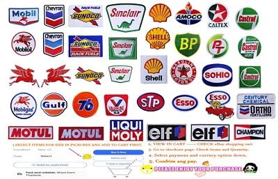 Motors Oil And Oil Station  Patches Iron on, Sew (Select options)✈Thai by USPS - Image 1 of 4