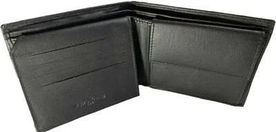 MARKENLOS Herren Geld Börse echtes Leder Portemonnaie Beutel Brieftasche schwarz Schein