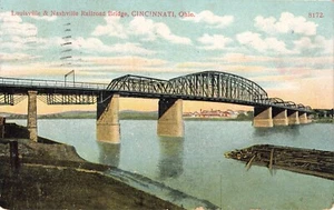 Postal Louisville & Nashville Railroad Bridge Cincinnati Ohio publicada 1908 - Imagen 1 de 2