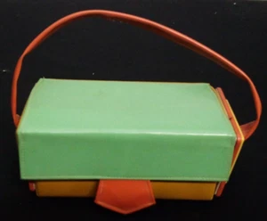 VTG 1960s HARD VINYL PURSE HAND BAG ART DECO GEOMETRIC DESIGN MULTI COLOR K - Picture 1 of 7