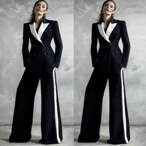 Fashion Black White Women Suits 2Pcs Wedding Ladies Party Office Work Wear Set - Picture 1 of 16