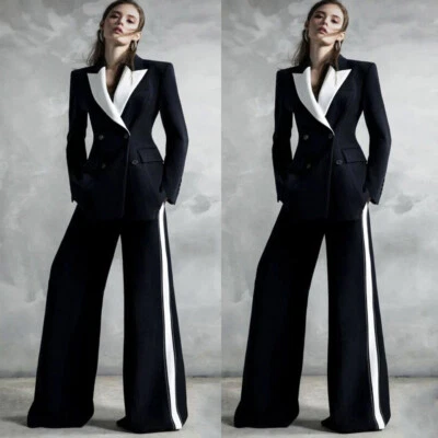 Fashion Black White Women Suits 2Pcs Wedding Ladies Party Office Work Wear Set - Image 1 of 4