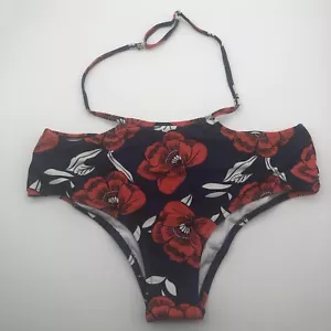 Tempt Me Women Retro High Waisted Bikini Bottom w/waist Strap Swimwear Sz L - Picture 1 of 12