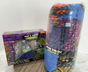 Teenage Mutant Ninja Turtles Shampoo Body Wash & Scrub Bath Set w 46"x60" Throw - Picture 1 of 23