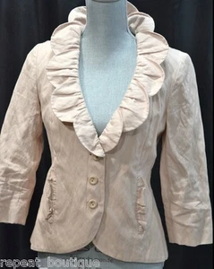 CAbi Petal ruffle suit Jacket Coat lined blazer flirty 3/4 sleeve 400 Chic 4 NEW - Picture 1 of 4
