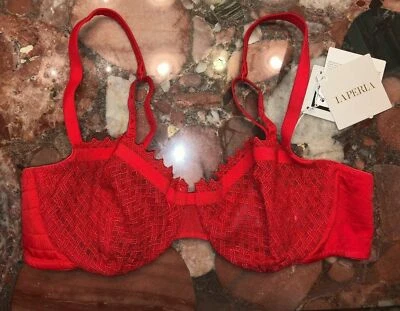 Sujetador LA PERLA Greta rojo bordado sin forro sin relleno Balconette UW para mujer 34D nuevo con etiquetas Foto 1 de 4