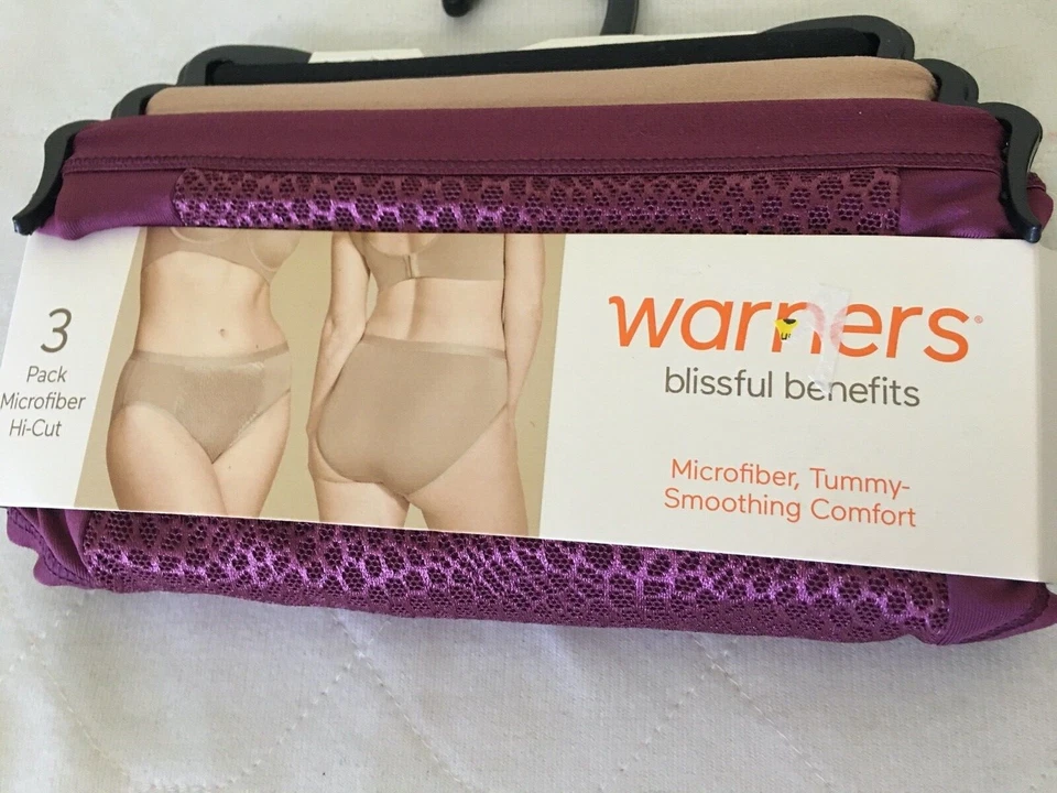 WARNERS TUMMY SMOOTHING HI-CUT PANTIES SZ S-5 3 PR * *
