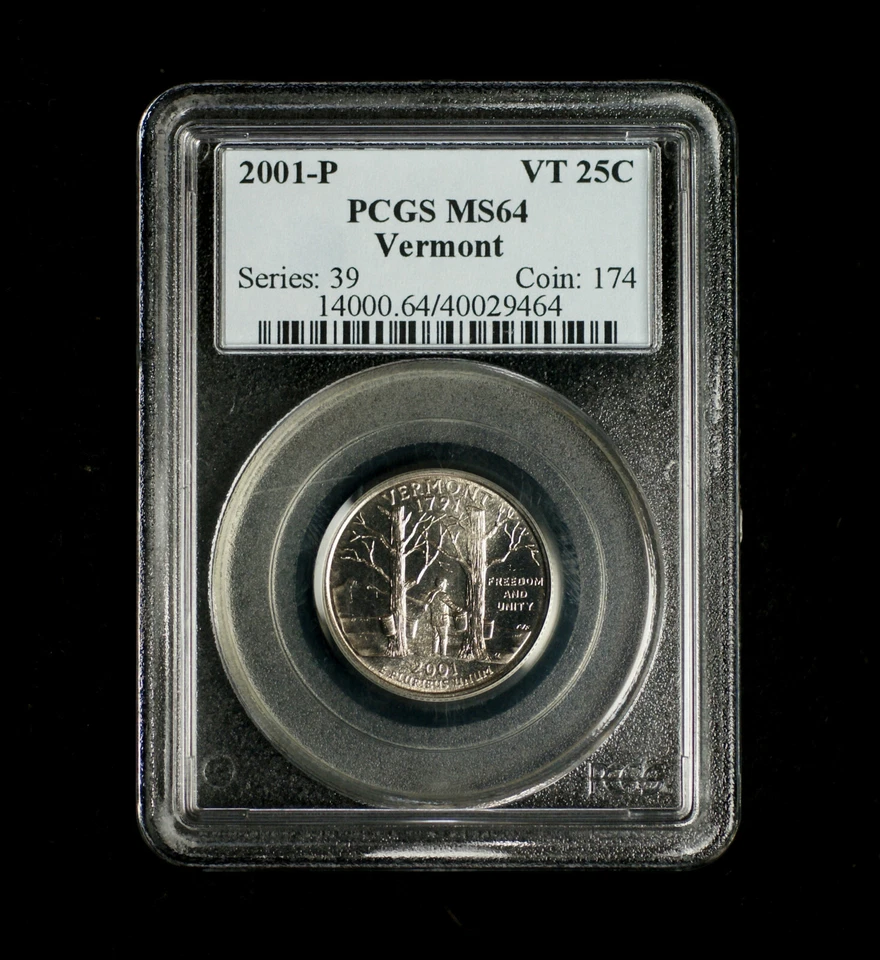 2001 P Vermont Statehood Quarter PCGS MS 64   - Image 1 of 2